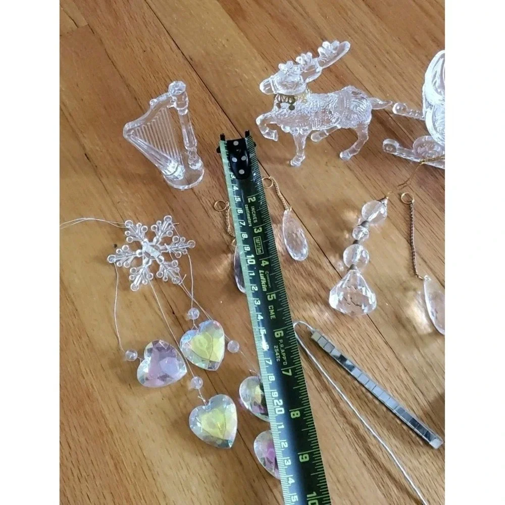 Vintage Acrylic Christmas Ornaments Variety‎ Plastic Lot Snowflake Hearts